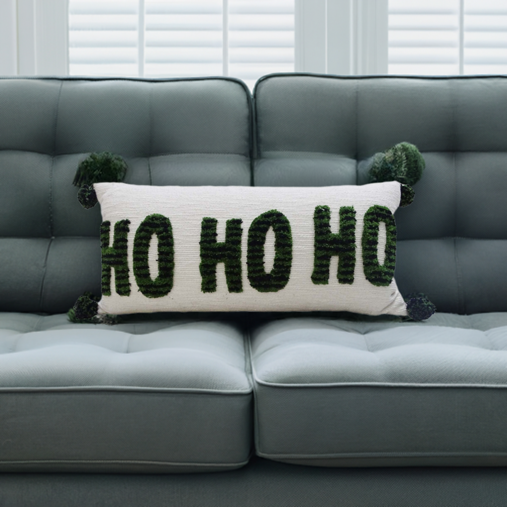 Vibhsa Christmas Pillow for Holidays, 32"x 14" HOHOHO Embroidered