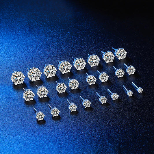 Boucles d'oreilles clous GRA 100% Moissanite en argent sterling 925 pour femmes