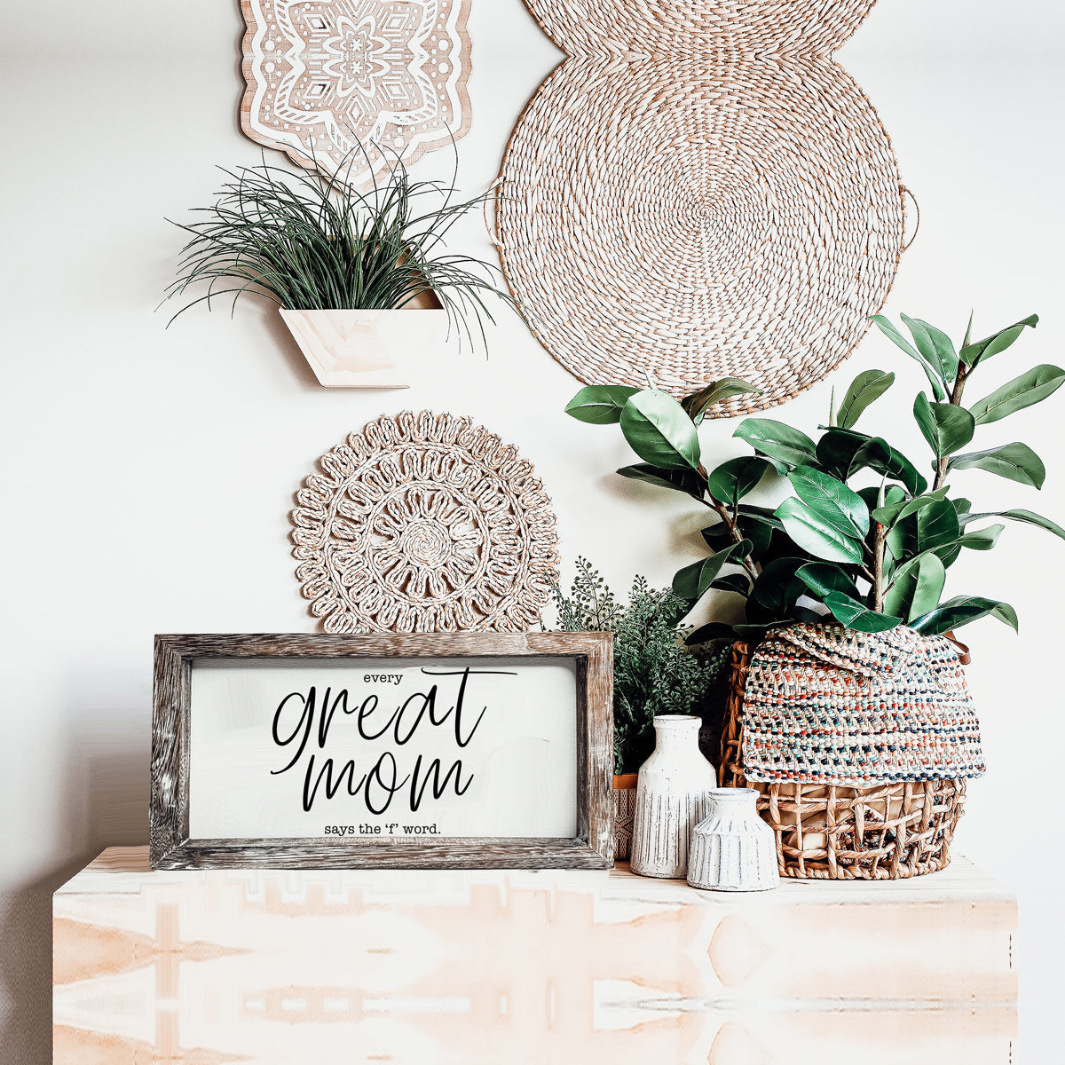 Pancarte amusante pour maman Chaque grande maman dit le gros mot Décoration murale ou de bureau en bois
