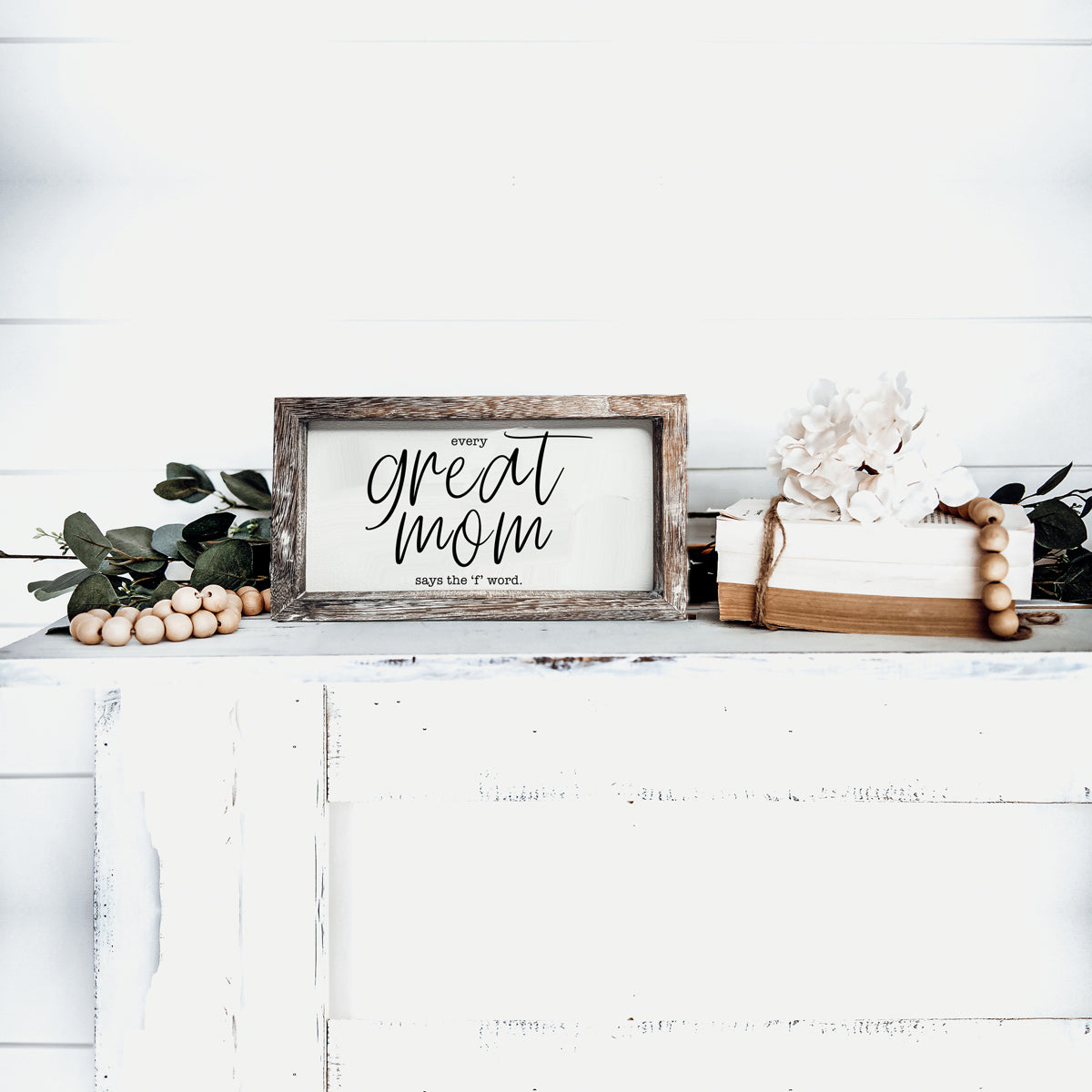 Lustiges Mama-Schild Jede großartige Mama sagt das F-Wort Holz-Schreibtisch- oder Wanddekoration