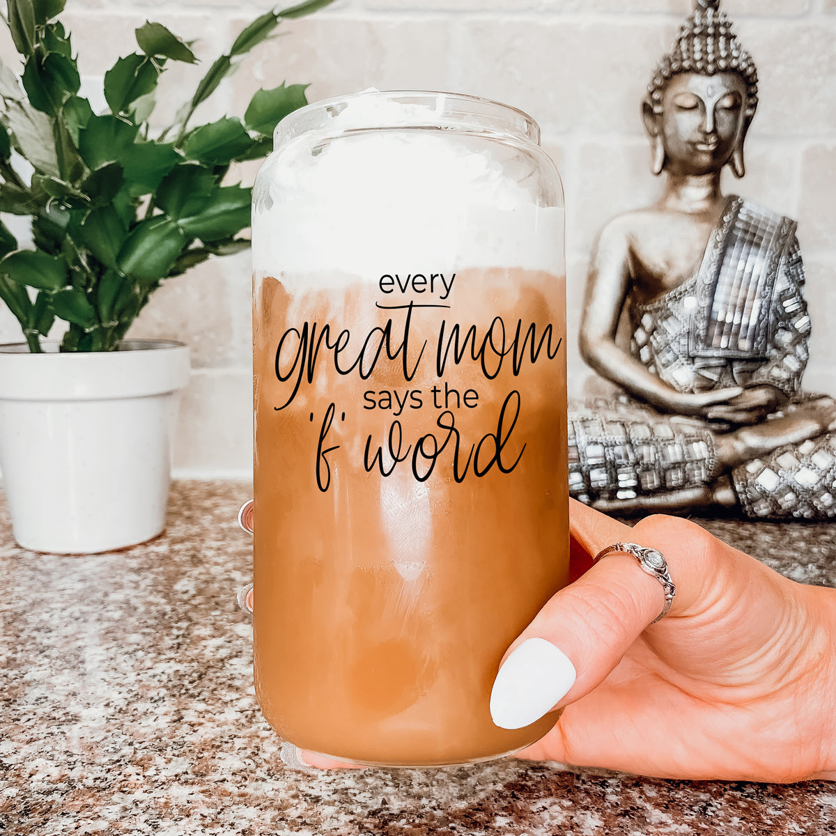 Every Great Mom 17oz Glass Tumbler With Bamboo Lid And Stainless Straws Gift For Mom