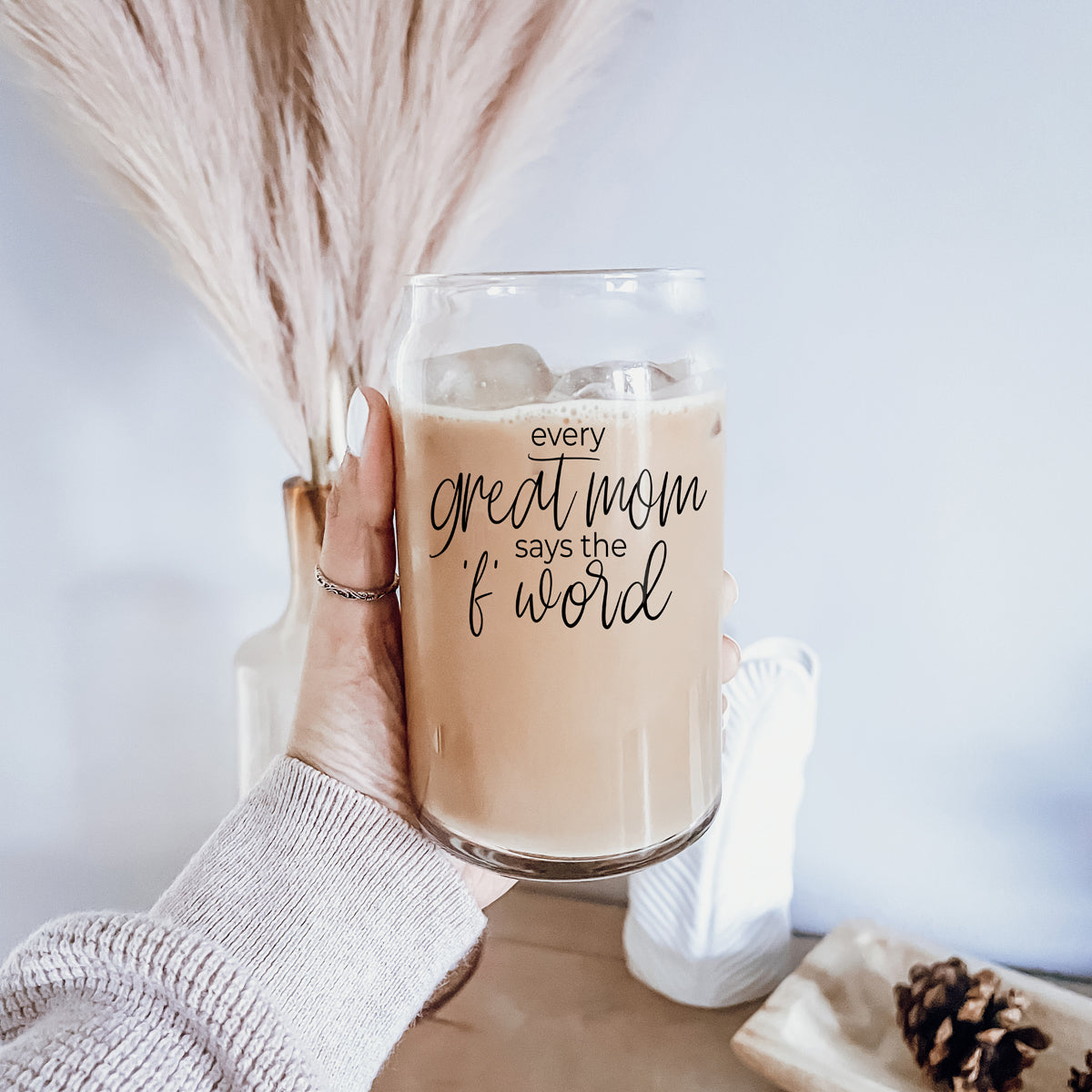 Every Great Mom 17oz Glass Tumbler With Bamboo Lid And Stainless Straws Gift For Mom