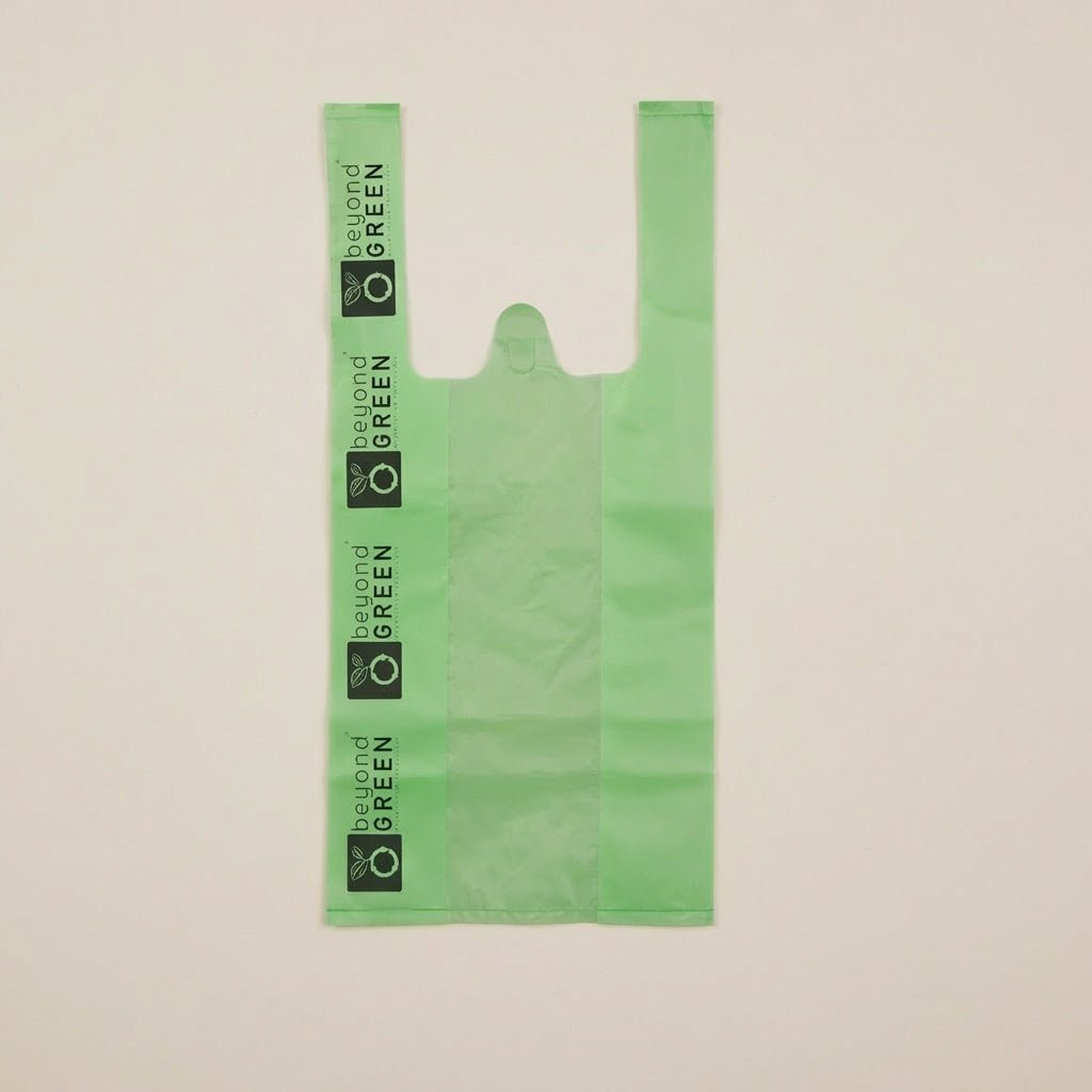 Green Dog Waste Bags – 8" x 16" with 5" Gusset & Handles – Made in USA