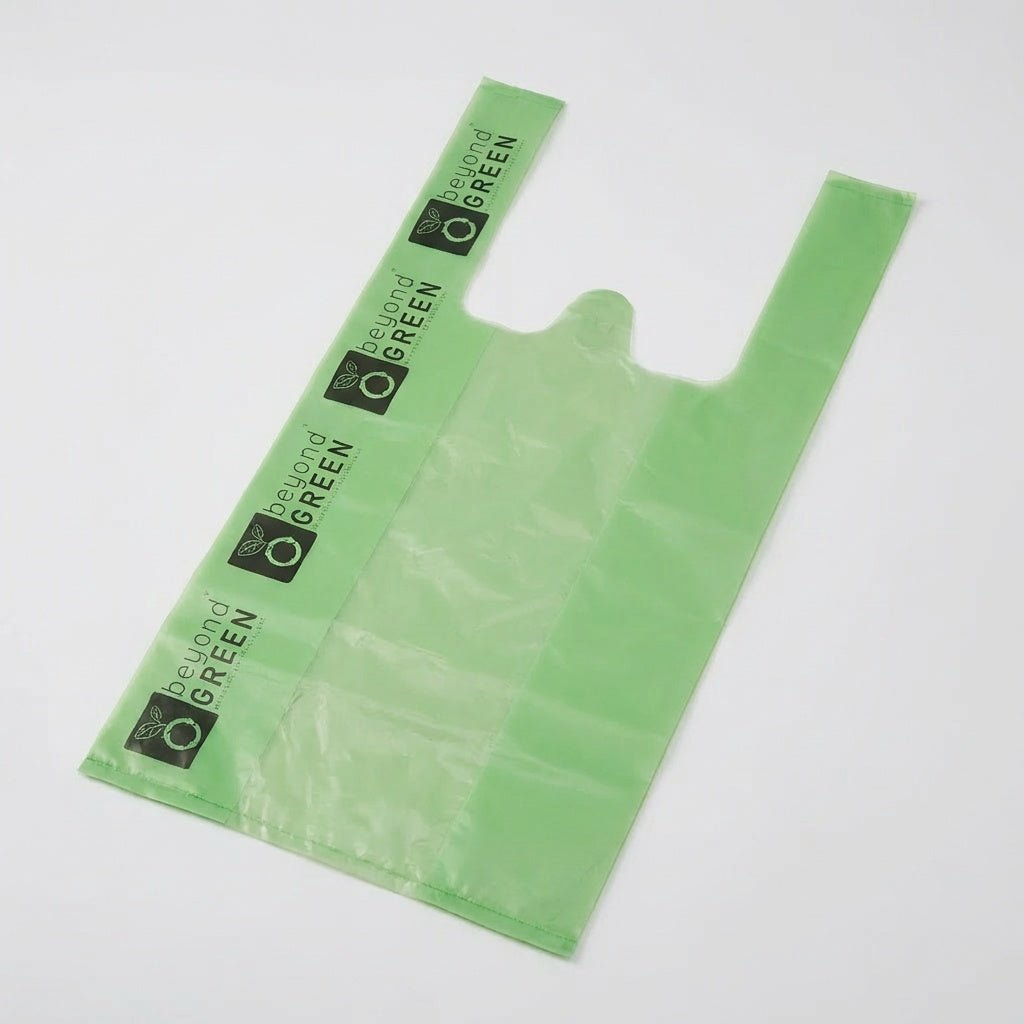 Green Dog Waste Bags – 8" x 16" with 5" Gusset & Handles – Made in USA