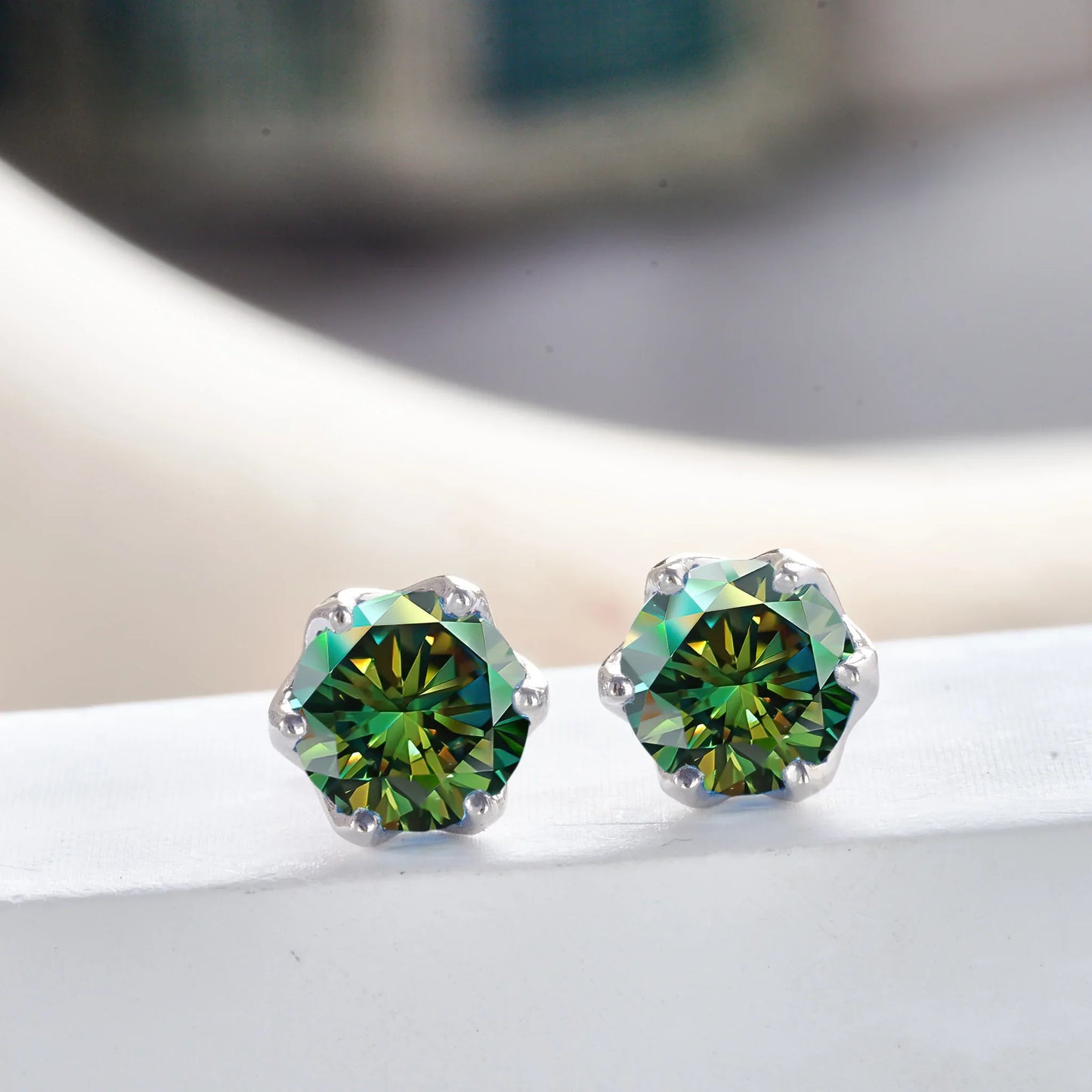 Boucles d'oreilles clous en moissanite rose et bleu roi en argent sterling S925, 0,5 1 2 carats, pour mariée