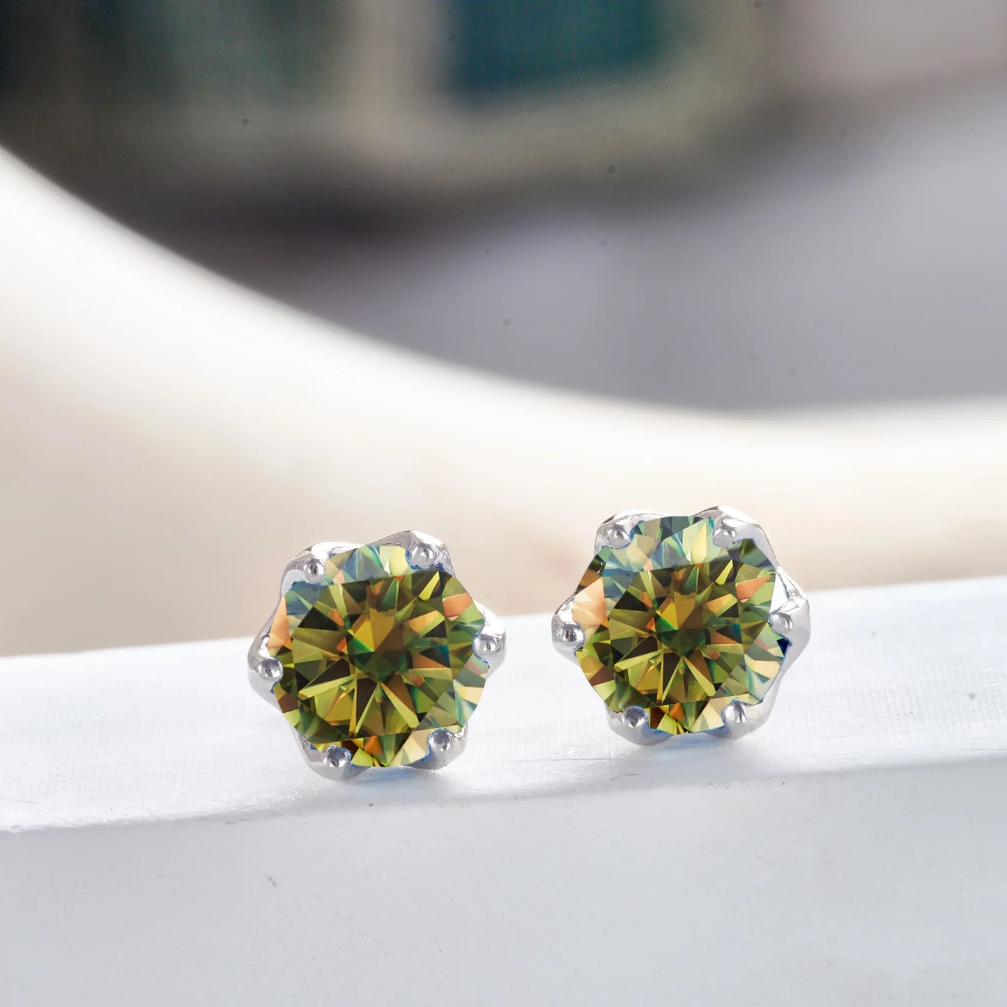 Boucles d'oreilles clous en moissanite rose et bleu roi en argent sterling S925, 0,5 1 2 carats, pour mariée
