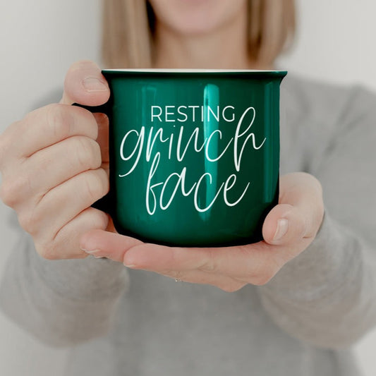 Mug Le Grinch 420ml Tasse de camping en céramique Rouge Vert Amusante Tasse à café de Noël