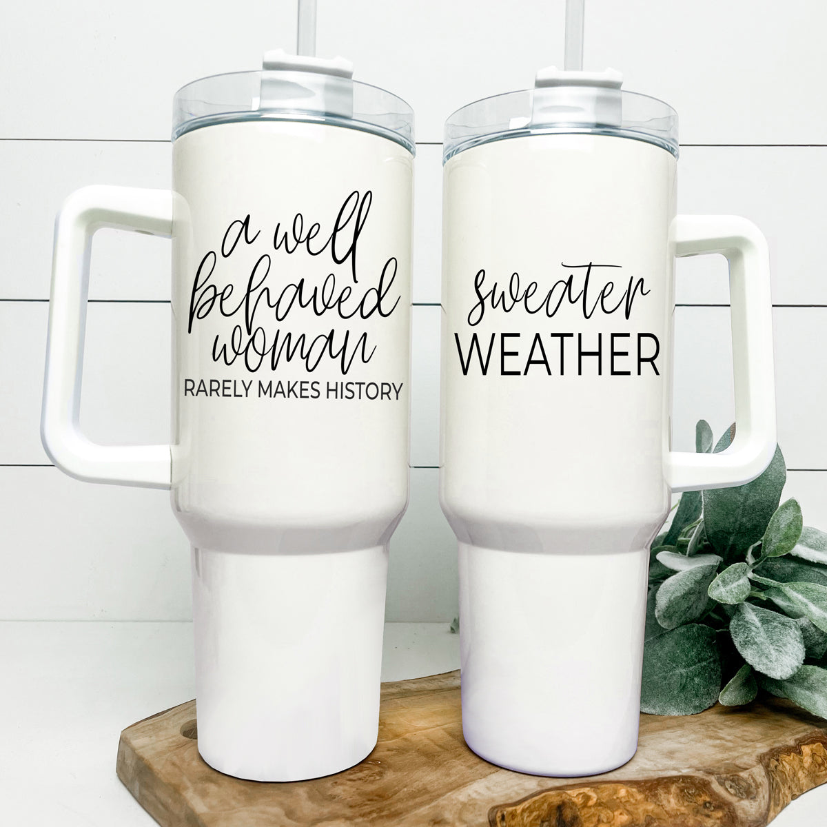 Insulated 40oz Travel Mug With Handle, Lid & Straw - Sweater Weather Fall Mug