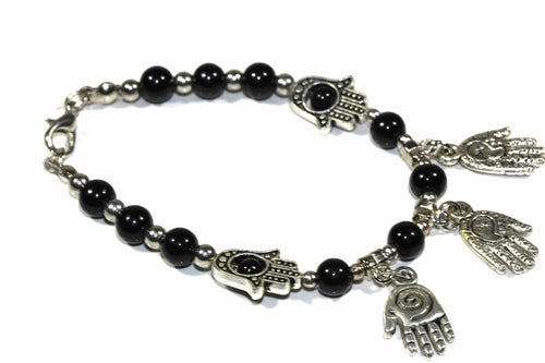 Hamsa Hand Türkis Perlen Charm Armband Verstellbar