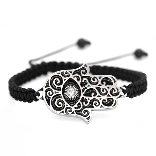 Bracelet tissé main de Fatma, macramé ajustable, œil porte-bonheur