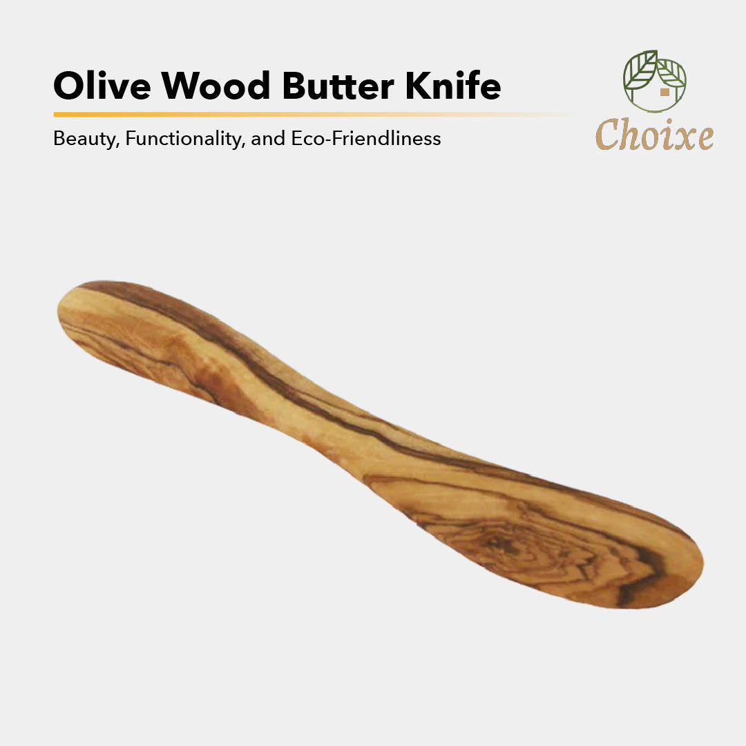 Olivenholz-Buttermesser, mediterran, handgefertigt, glatt, aus einem Stück