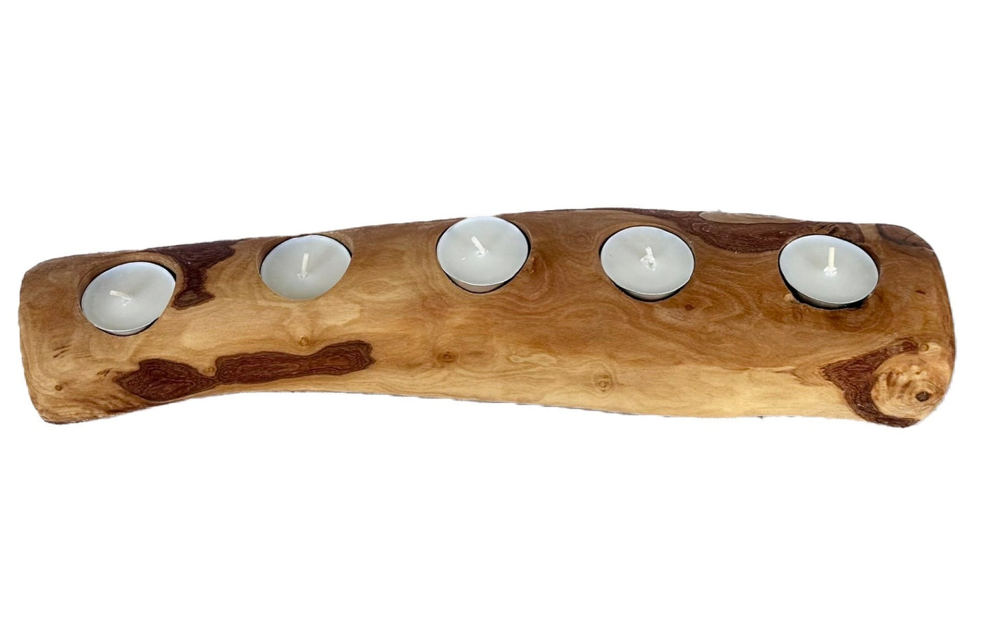 Bougeoir en bois d'olivier, support de bougie chauffe-plat en bois méditerranéen fait à la main