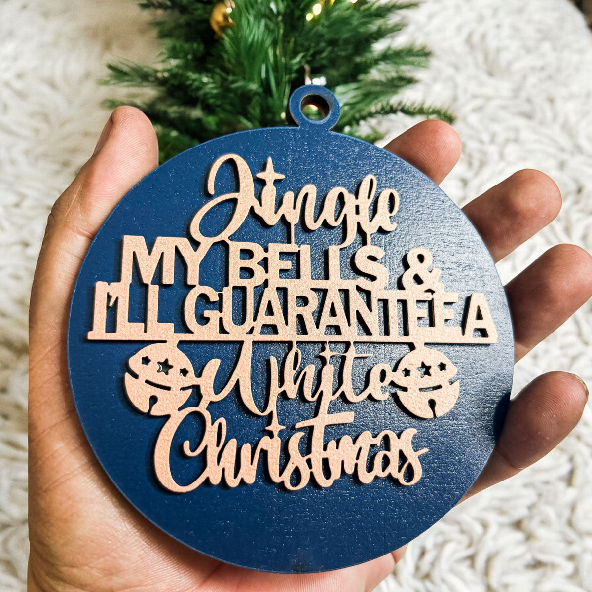 Lot de 12 ornements de Noël en bois faits à la main, grelots 3D, 12 couleurs
