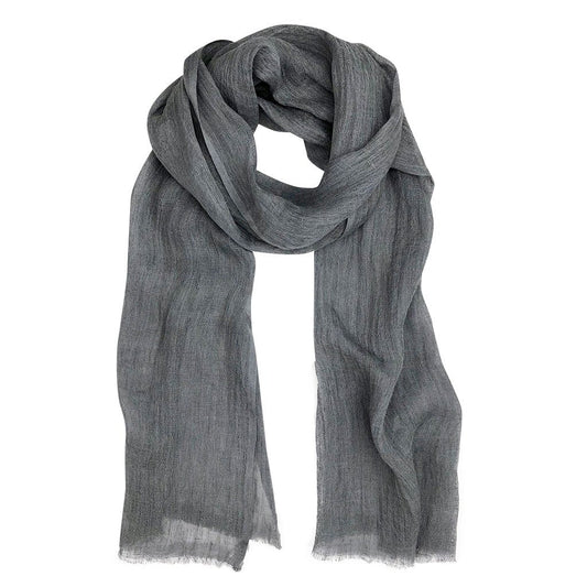 Gauze Linen Scarf Handwoven Airy Lightweight Raw Eyelash Fringe 5 Colors