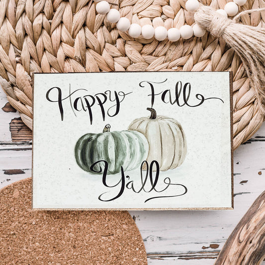 Panneau en bois "Happy Fall Y'all" 6x4 Décoration d'automne style ferme pastel