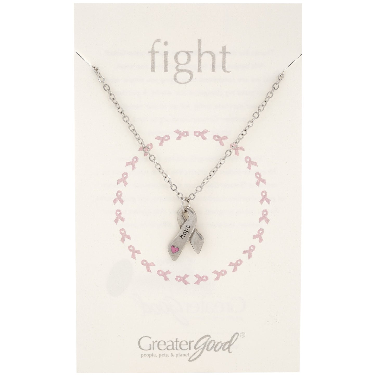 Heart & Hope Ribbon Pewter Necklace!