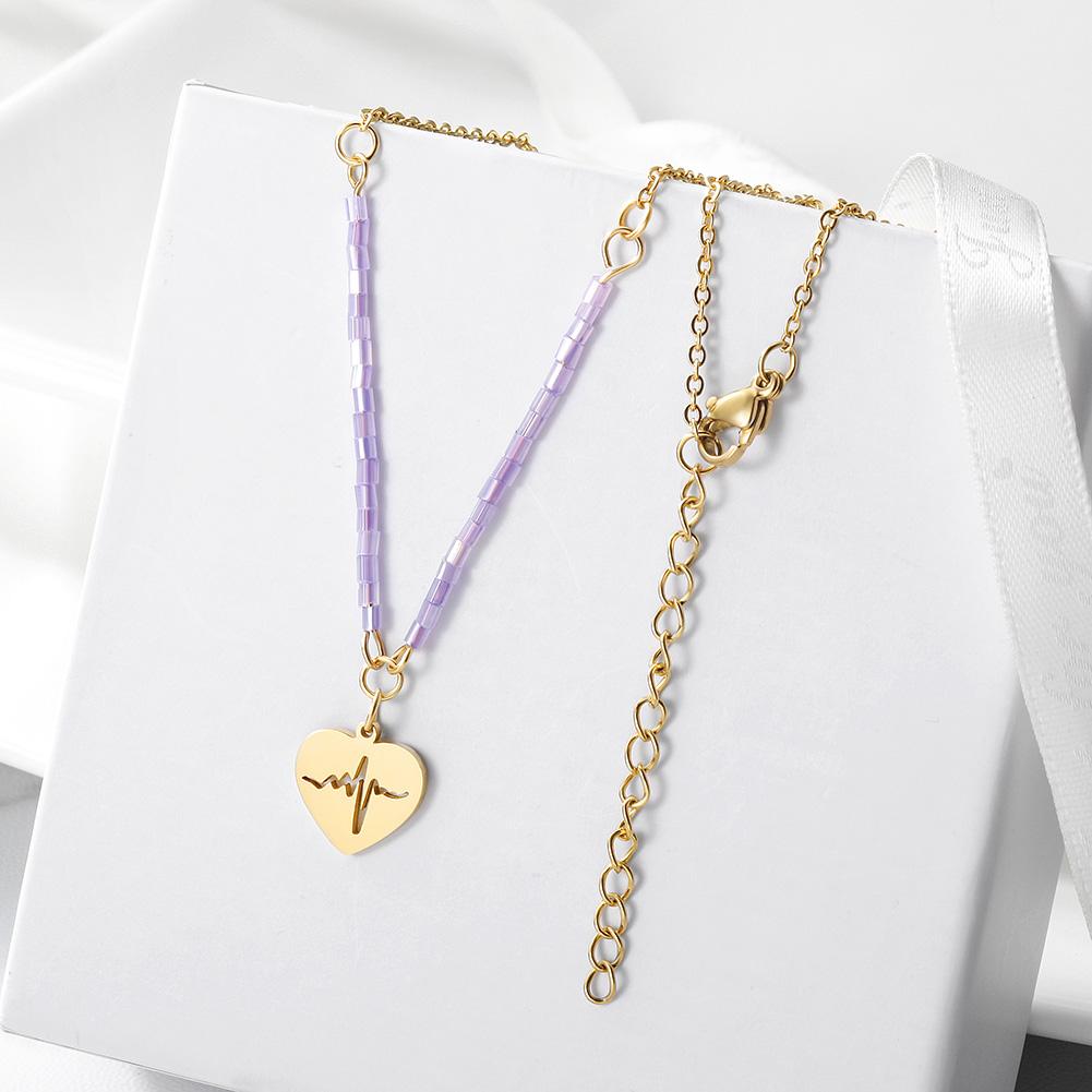 Collier pendentif battement de cœur, plaqué or, délicat, avec charm en forme de cœur