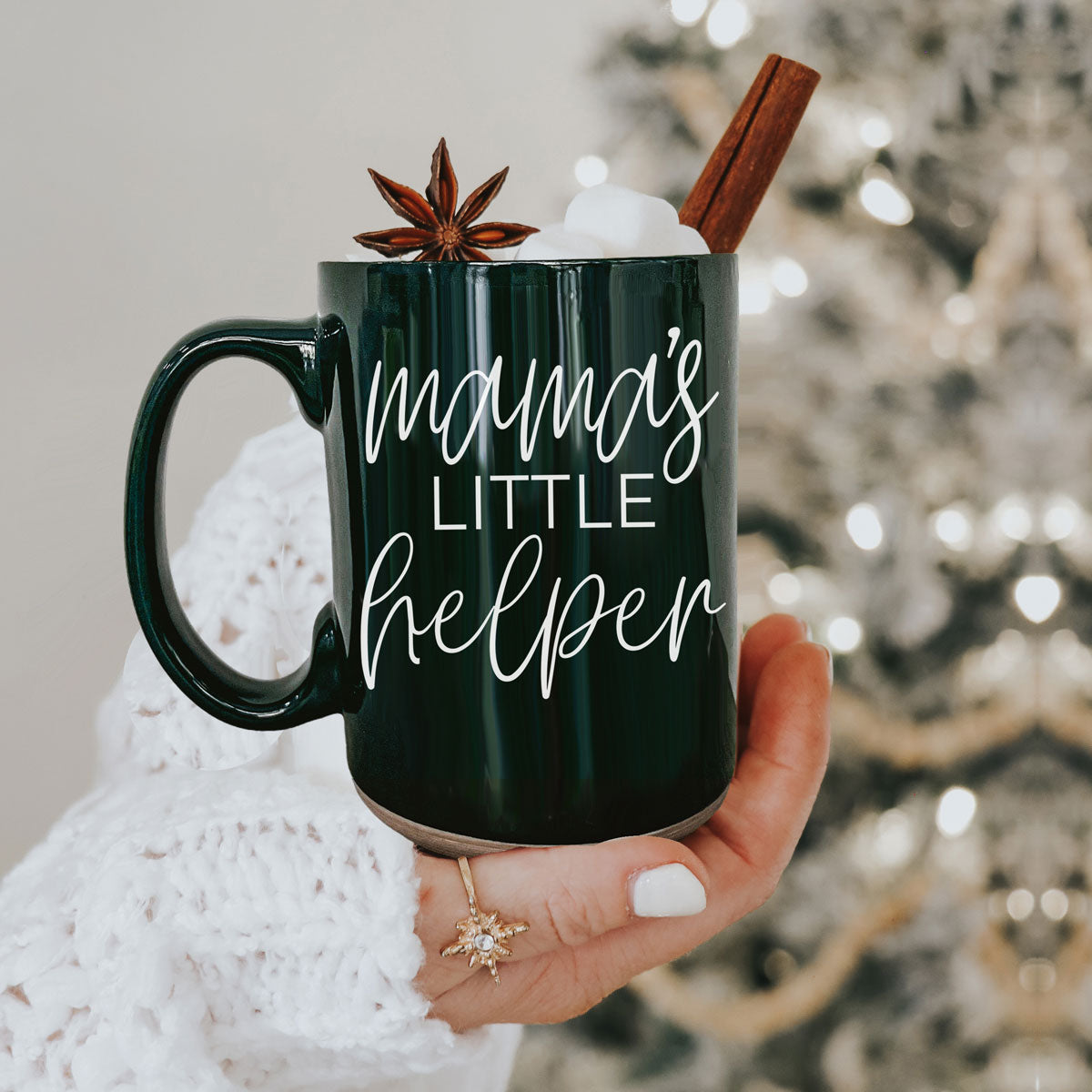 Tasse à café en céramique "Le petit assistant de maman, le Père Noël te juge" Rouge Vert Fêtes Cadeau drôle