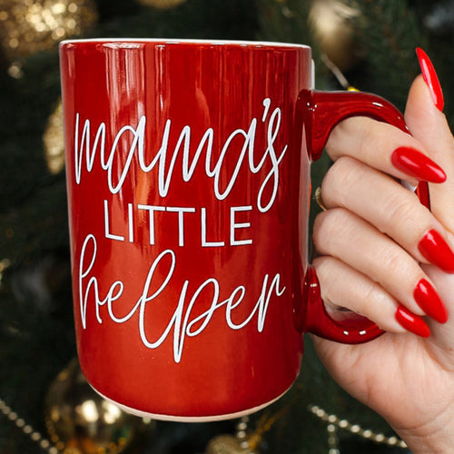 Tasse à café en céramique "Le petit assistant de maman, le Père Noël te juge" Rouge Vert Fêtes Cadeau drôle