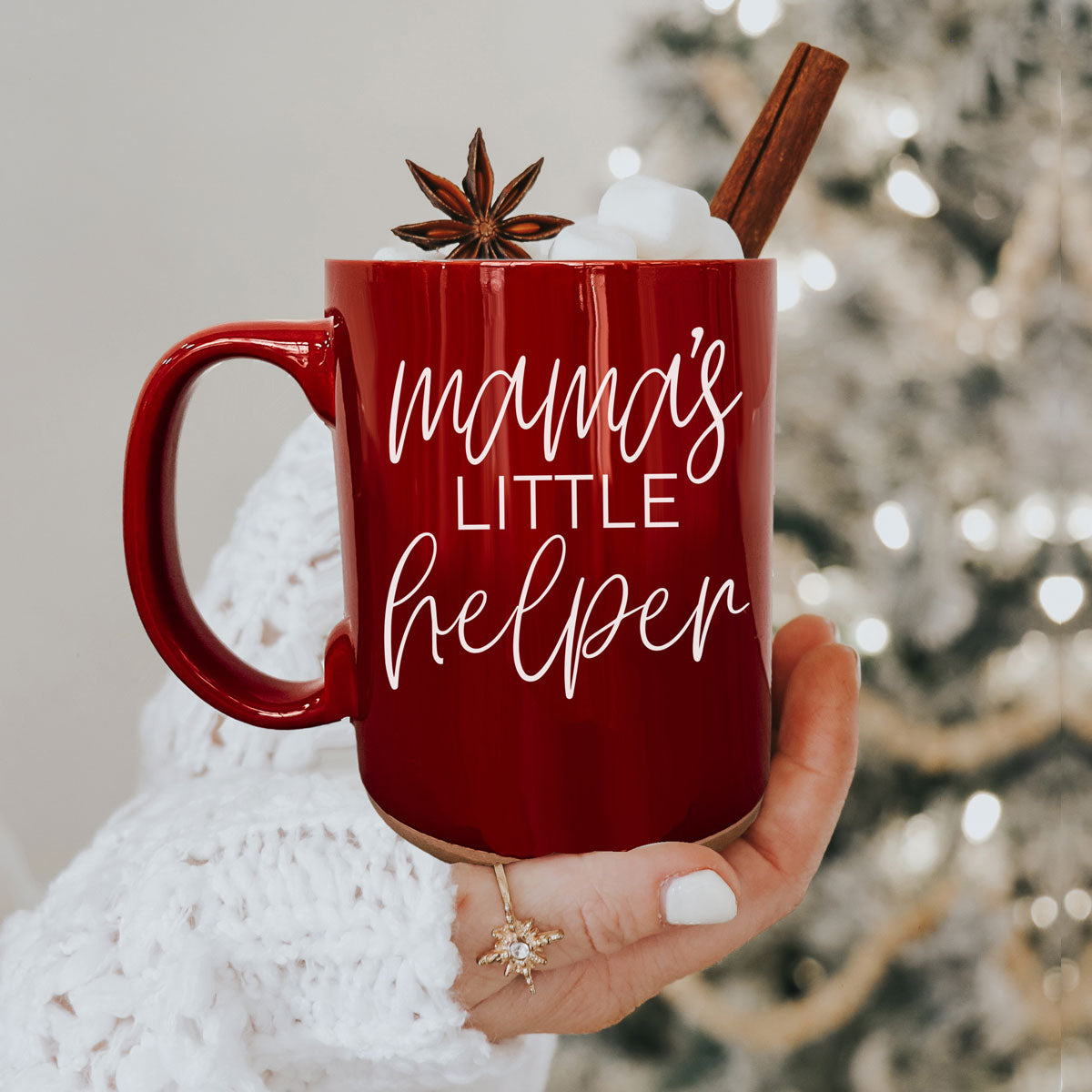 Tasse à café en céramique "Le petit assistant de maman, le Père Noël te juge" Rouge Vert Fêtes Cadeau drôle
