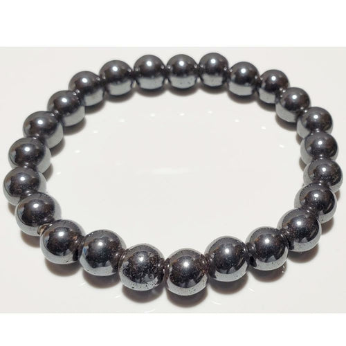 Bracelet élastique en hématite ronde de 8 mm