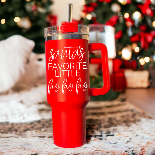 Mug isotherme de 1,2 L avec couvercle et paille, motif Père Noël « Ho Ho » humoristique pour les fêtes