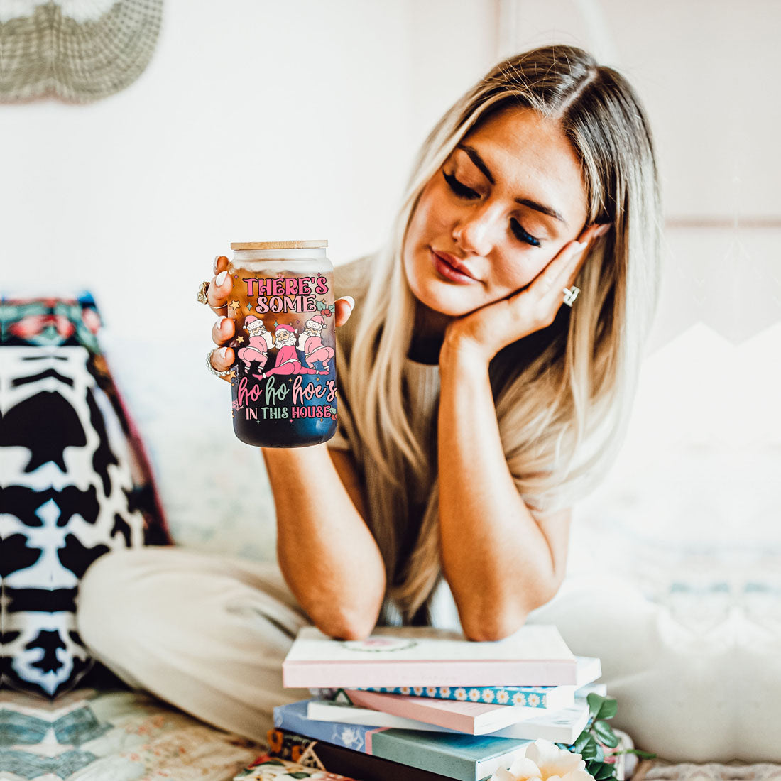 Mug de Noël drôle 500 ml rose pastel, Père Noël qui twerke, tasse coquine pour les fêtes, chocolat chaud, lait de poule