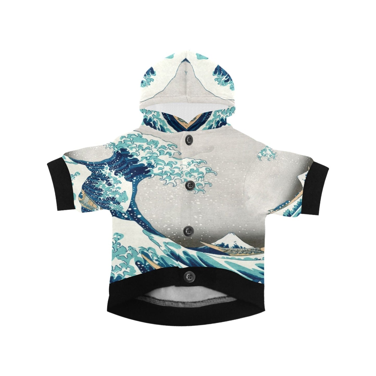 Hokusai Great Wave Off Kanagawa Button Hoodie