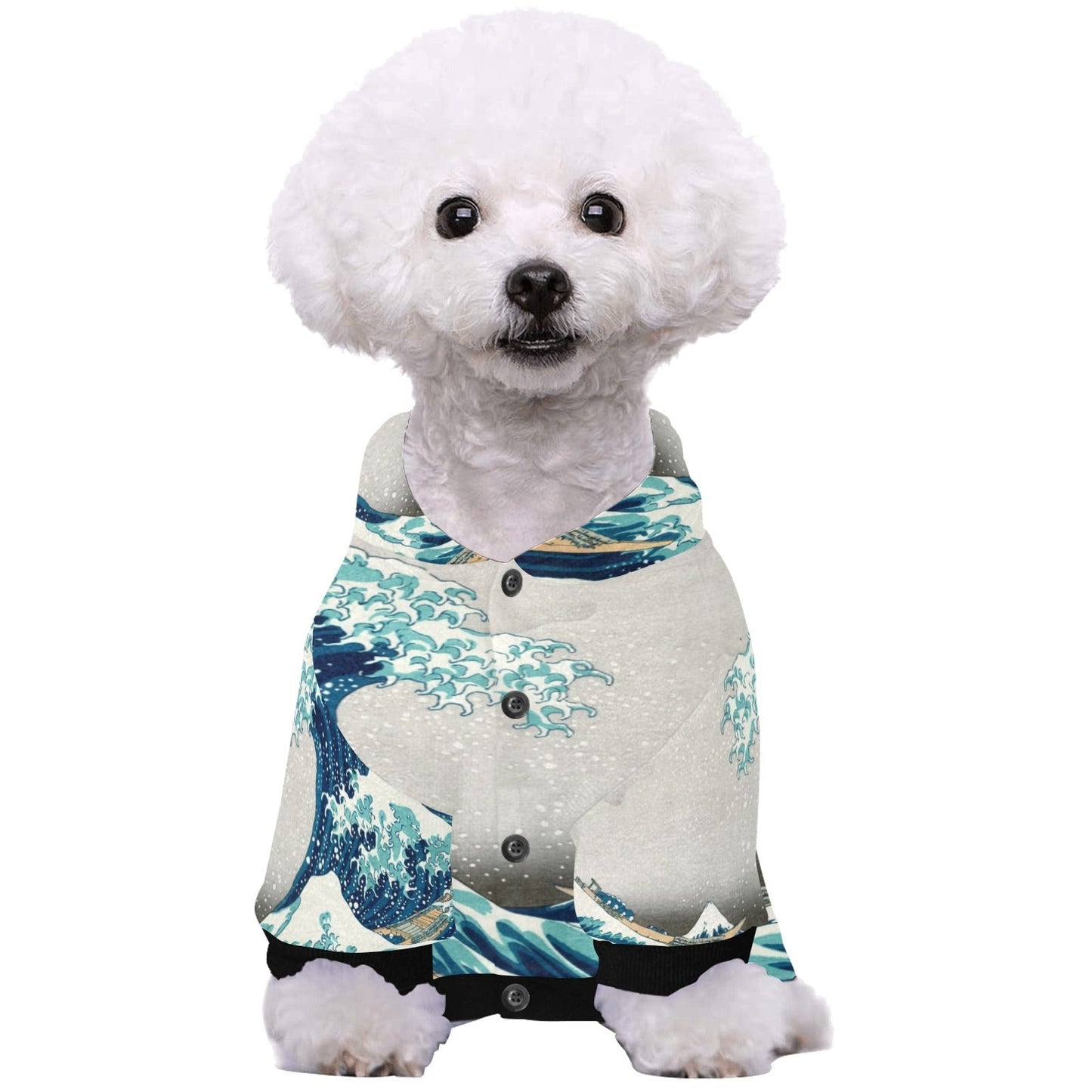 Hokusai Great Wave Off Kanagawa Button Hoodie