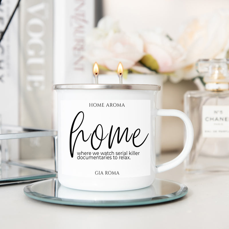 Bougie parfumée en gobelet métallique réutilisable de 47 cl avec étiquette personnalisée et option de couleur