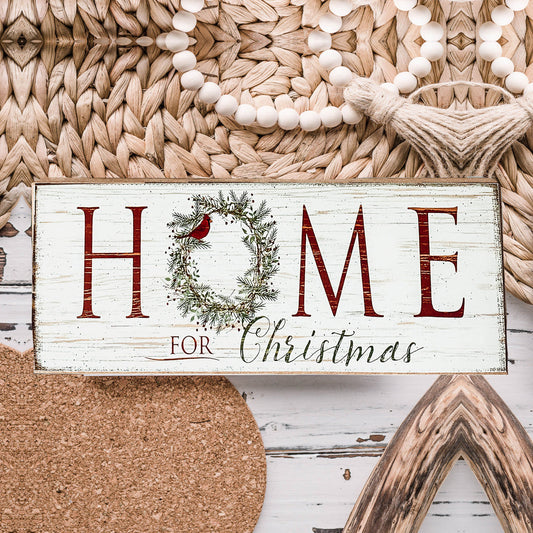Home For Christmas Holzschild Mit Kranz Festliche Kaminsims Deko