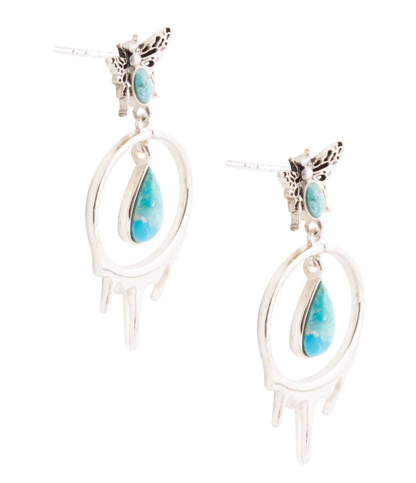 Boucles d'oreilles pendantes en argent sterling et turquoise bleu miel