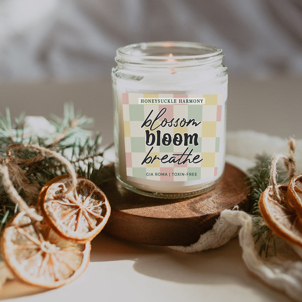 Honeysuckle Scented Soy Candle - Sweet Floral Blossom, Honeyed Summer Aroma