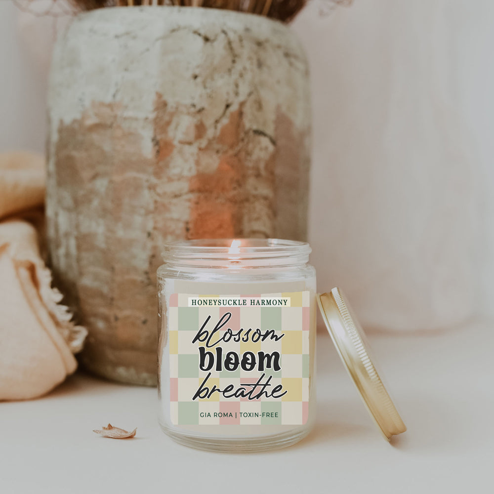 Honeysuckle Scented Soy Candle - Sweet Floral Blossom, Honeyed Summer Aroma