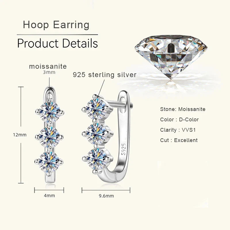 1,7 Karat Moissanit-Halskette und Ohrringe Set 925 Sterling Silber Y-Anhänger D