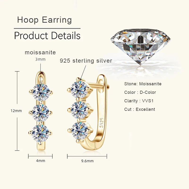 1,7 Karat Moissanit-Halskette und Ohrringe Set 925 Sterling Silber Y-Anhänger D