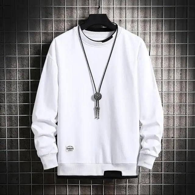 Hot New Spring Autumn Solid Color Casual Men Sweatshirts Men Fashion Mens Casual Sweatshirts Hoodie Men Two Pieces O-Neck Sweatshirt