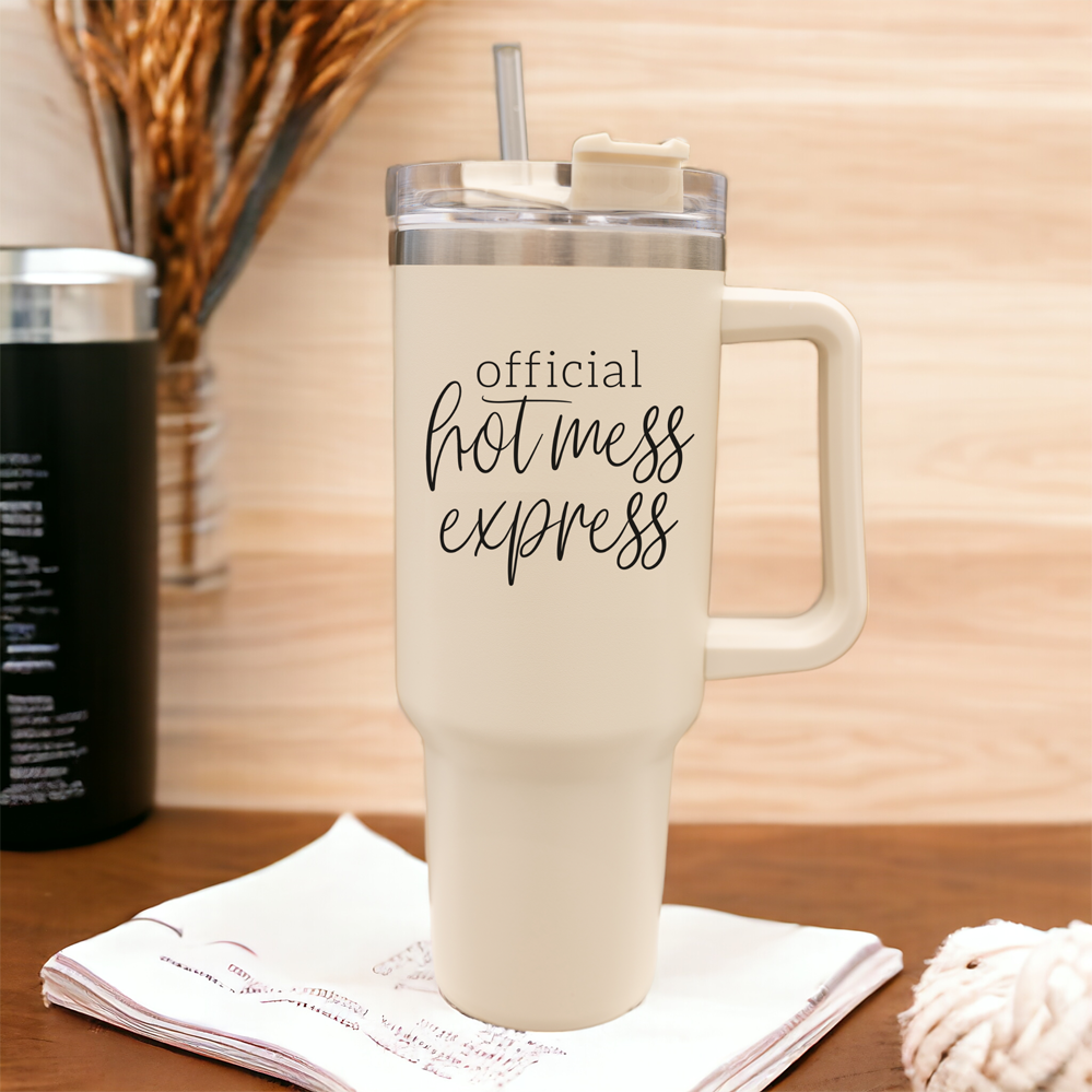Gobelet isotherme Hot Mess de 40 oz avec couvercle et paille - Tasse de voyage isotherme