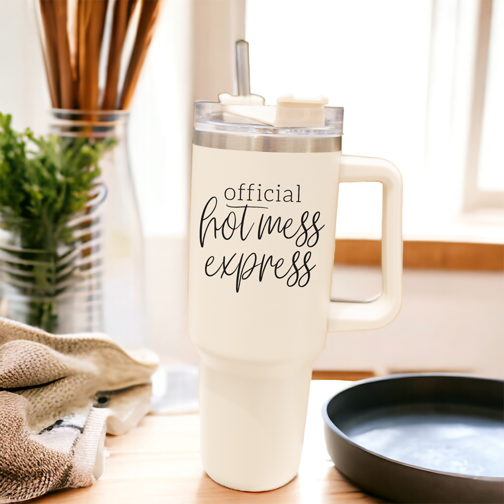 Gobelet isotherme Hot Mess de 40 oz avec couvercle et paille - Tasse de voyage isotherme