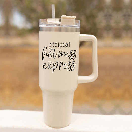 Gobelet isotherme Hot Mess de 40 oz avec couvercle et paille - Tasse de voyage isotherme
