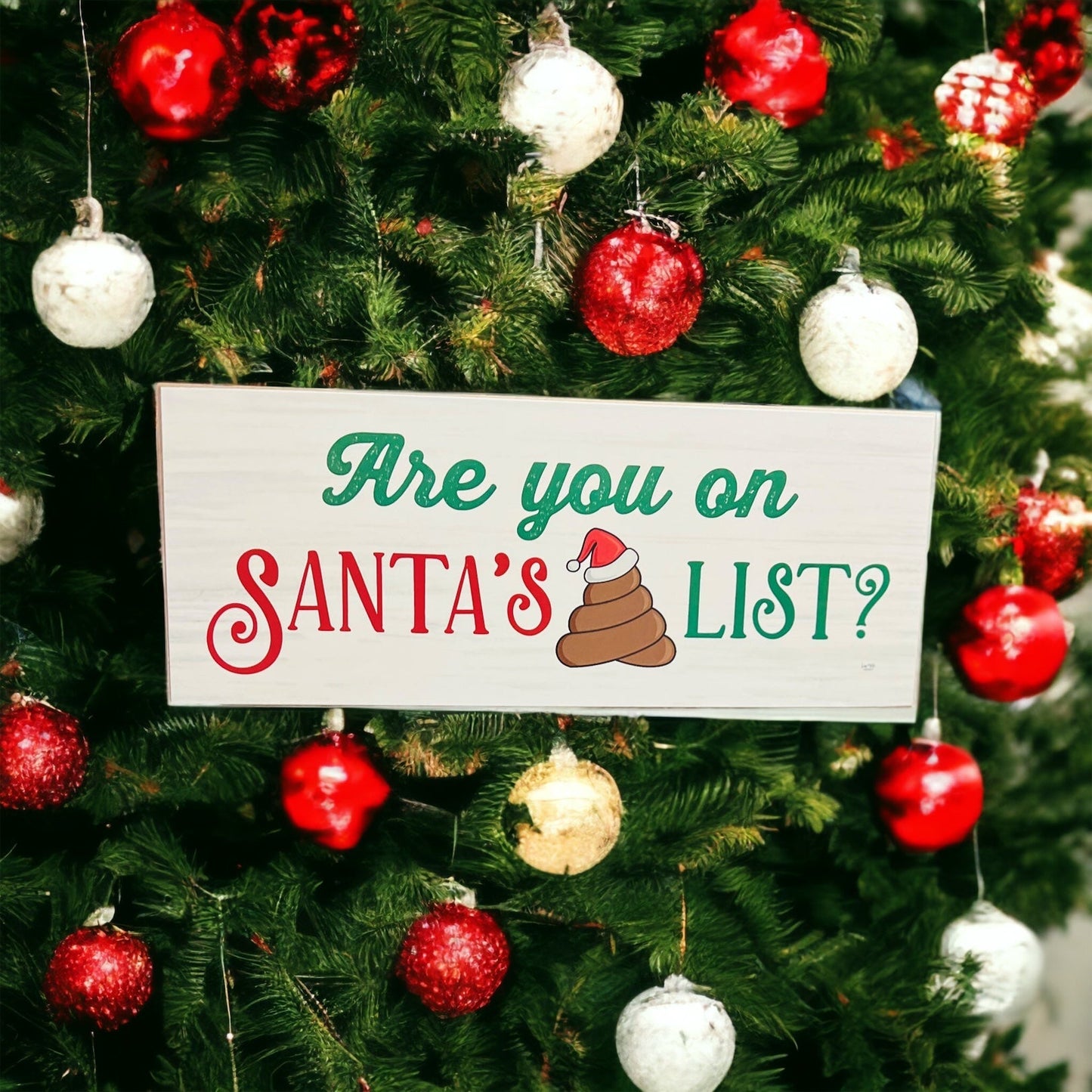 Panneau en bois "Santa Poop List" Décoration de Noël amusante Plaque de cheminée de vacances Cadeau amusant