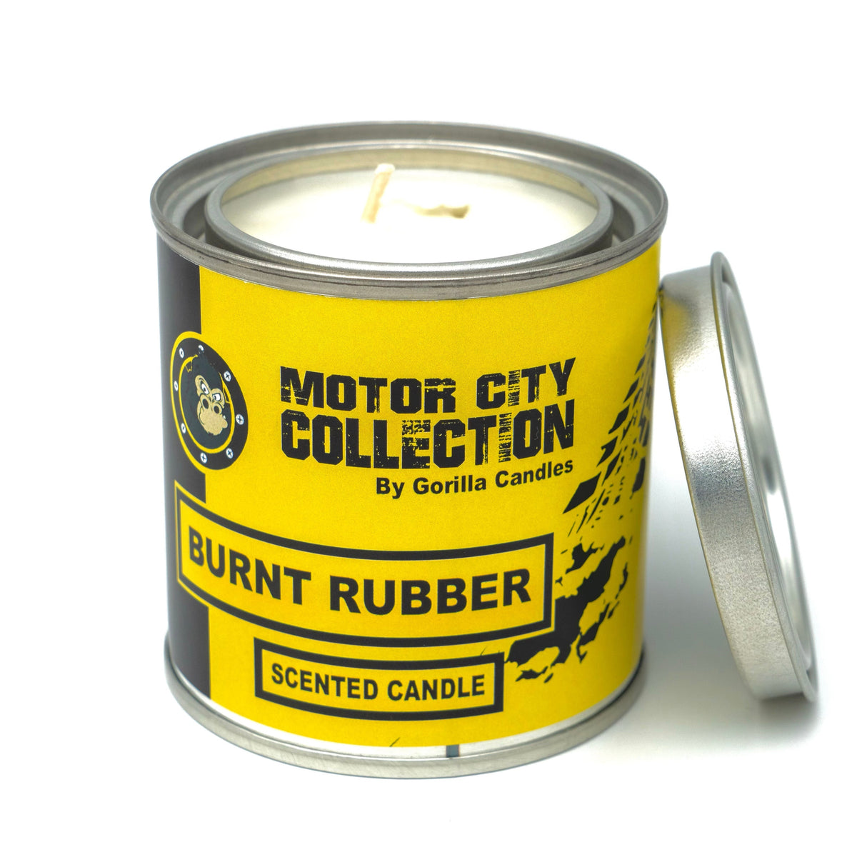 Burnt Rubber Scented Candle Natural Soy Wax Novelty Automotive Smell Home Fragrance 8 oz