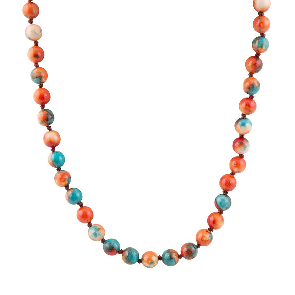 Collier enroulé doré en jade océanique multicolore incommensurable
