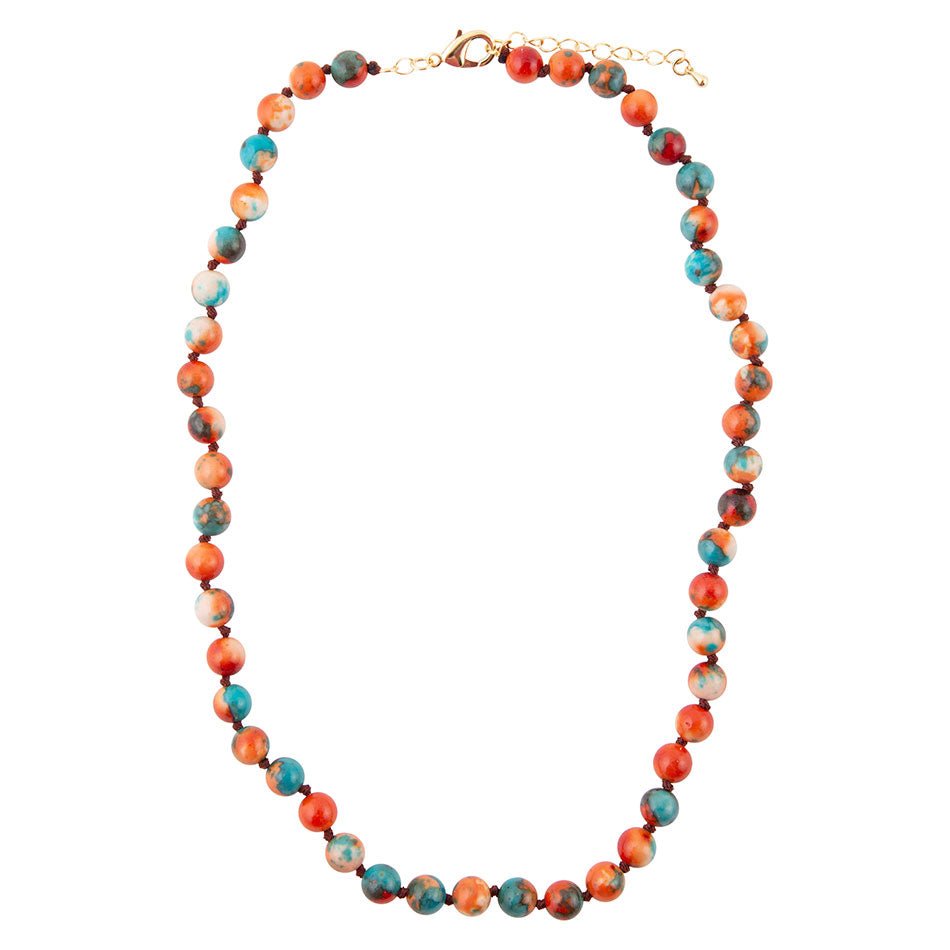 Collier enroulé doré en jade océanique multicolore incommensurable