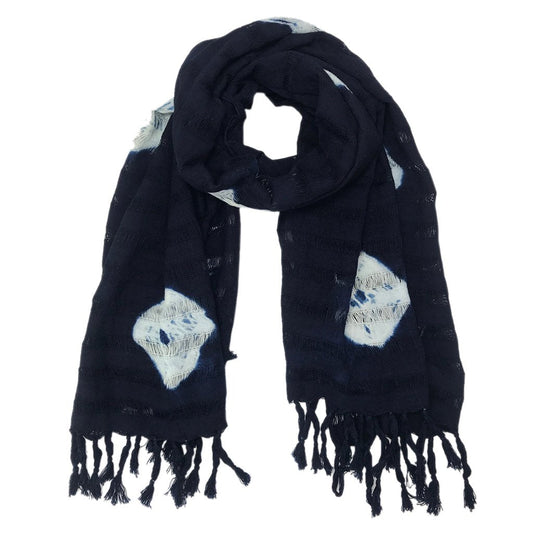 Écharpe rayée en coton indigo, oversize, légère, teinte à la main, pour le voyage, 63,5x150 cm