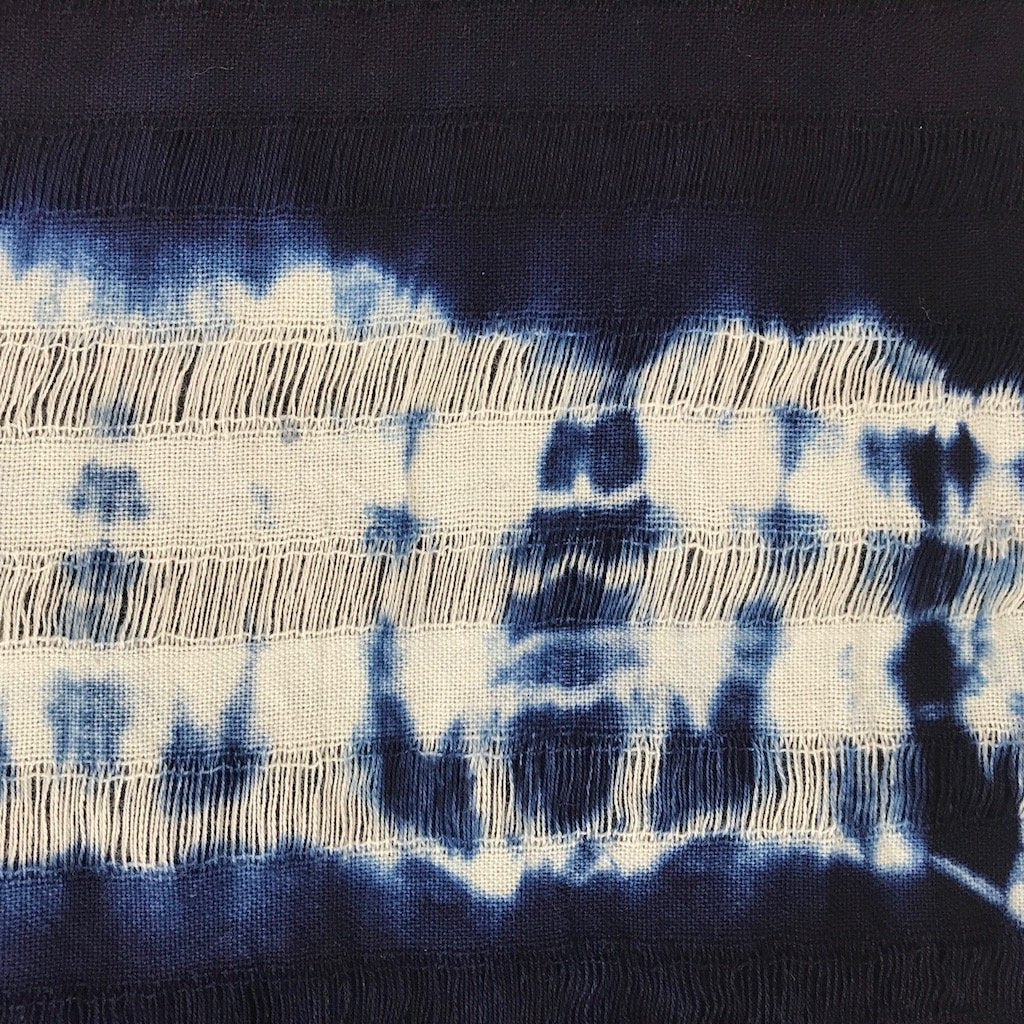 Indigo Streifen Baumwollschal Oversized Leicht Handgefärbt Reise-Wickeltuch