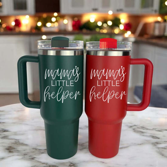 Tasse de voyage isotherme de 40 oz avec poignée, couvercle et paille, option verte, cadeau pour maman