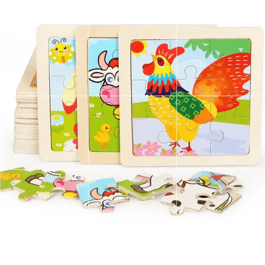 Intelligence Kids Toy Wooden 3D Puzzle Tangram for Children Baby Cartoon Animal , Traffic Puzzles Educational Learning Toys