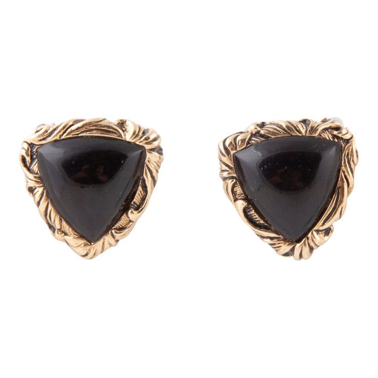 Boucles d'oreilles jacquard onyx noir doré