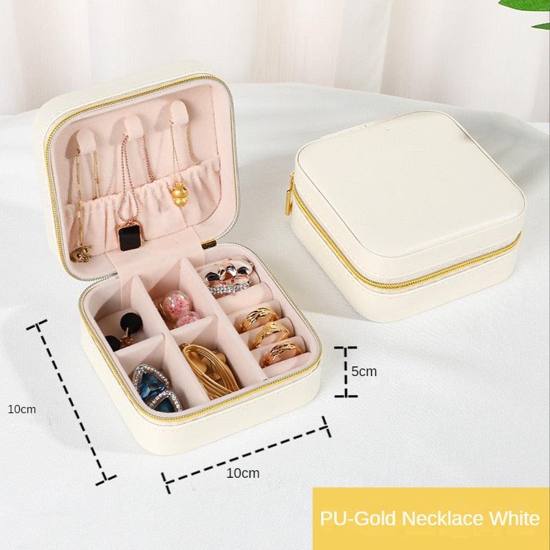 Jewelry Organizer Display Travel PU Leather Jewelry Case Boxes Travel Portable Jewelry Box Storage Organizer Earring Holder Gift Jewellery Box Organizer Small Portable PU Leather Travel Jewelry Storage Case for Rings Earrings Necklace